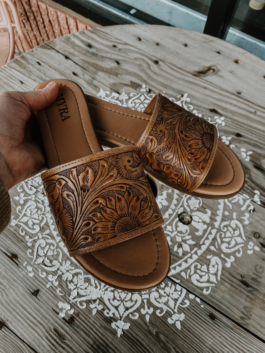 Hand tooled hot sale leather sandals