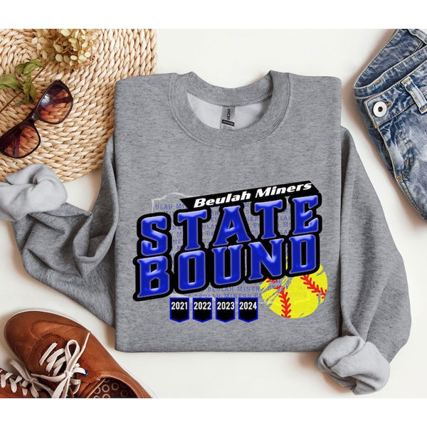 Beulah Miners Softball STATEBOUND Crewneck