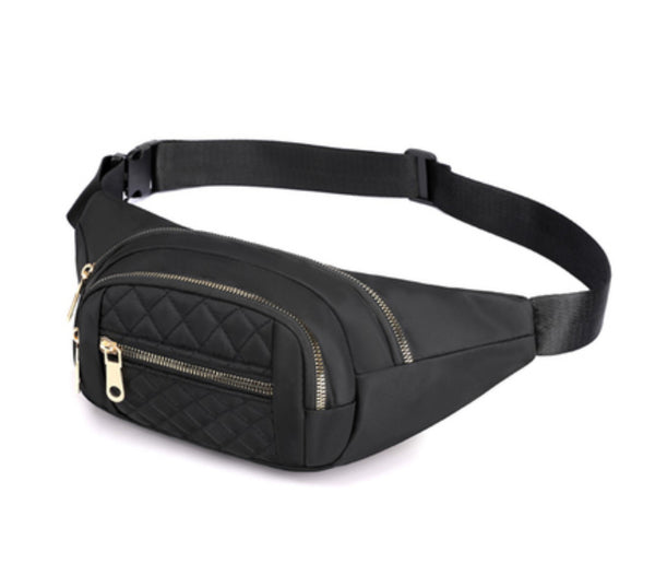 Quilted Multi Pocket Waist Belt Bag