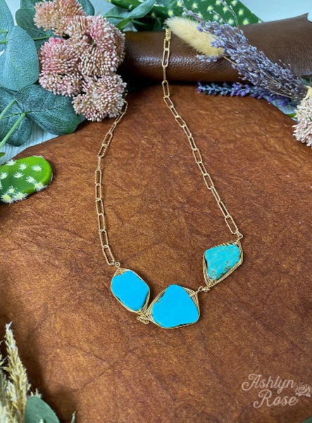 GOLDEN HOUR TURQUOISE STONE GOLD NECKLACE