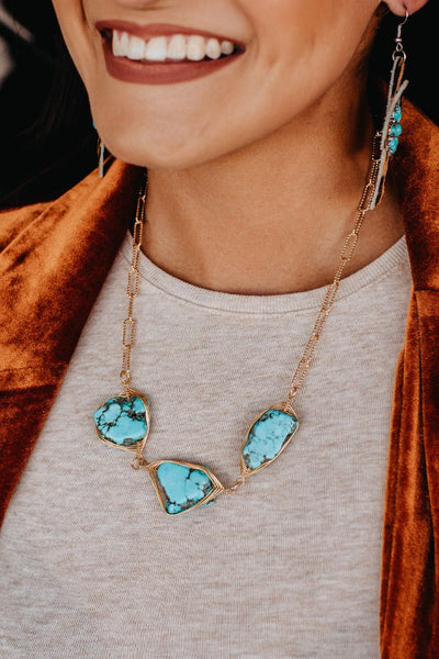 GOLDEN HOUR TURQUOISE STONE GOLD NECKLACE