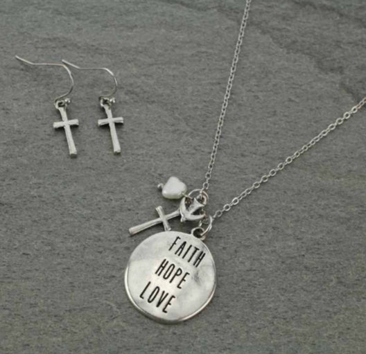 Faith Love Hope Necklace Set