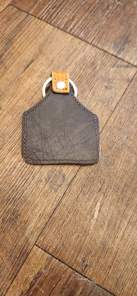 Leather Tooled Cowtag Keychain