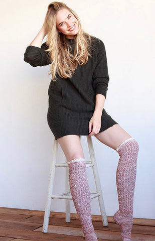 Ribbed Knee High Socks